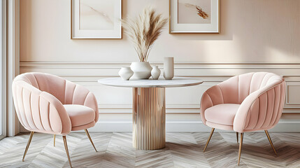 Elegant Pink Chairs & Gold Table Decor