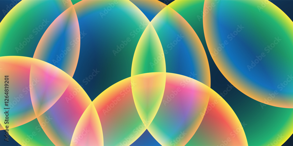 Poster abstract background, header or banner design with large red, green, yellow and blue overlaying globe