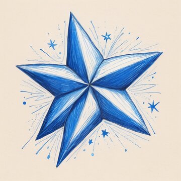 recommend clip art: Star hand drawn blue marker pen. Doodle star sketch drawing.