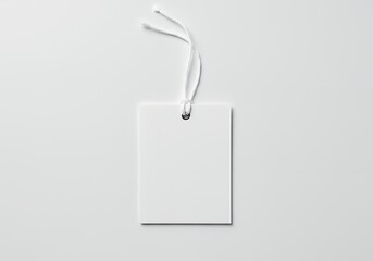 Blank White Gift Tag Mockup with String