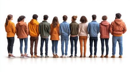Fototapeta premium Diverse Group of People Standing Together Facing Away from Camera