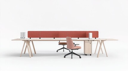 Modern Office Desk With A Red Screen