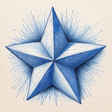 recommend clip art: Star hand drawn blue marker pen. Doodle star sketch drawing.