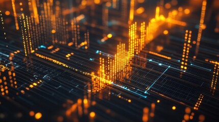 Elegant graph showing golden bars with a glowing arrow pointing upward, signifying achievement