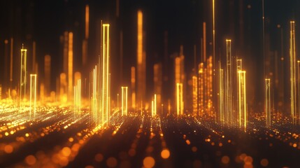 Elegant graph showing golden bars with a glowing arrow pointing upward, signifying achievement