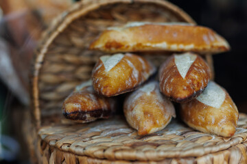 Exterior view of a glass bakery display case.