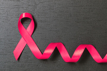 healthcare and medicine concept. pink breast cancer awareness ribbon.