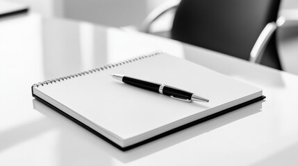 Elegant minimalist black and white photograph office space image modern environment top-down view woody concept