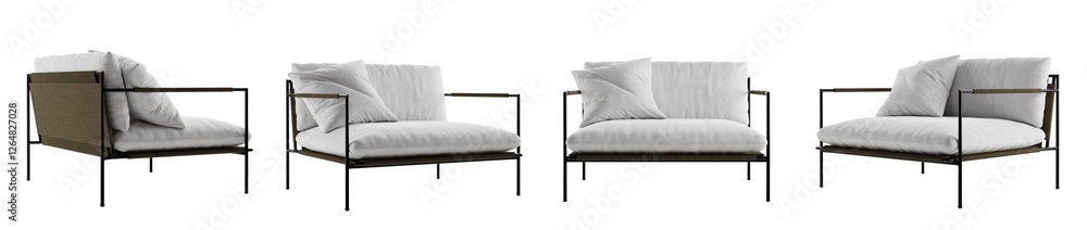 Poster armchair set isolated on transparent background. 3d render. 3d illustration.