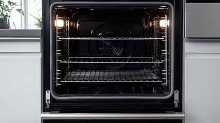Obraz premium Empty modern oven, kitchen interior, cooking, clean, appliance