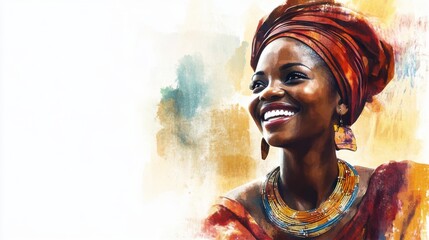 International Women's Day: Watercolor painting of an woman promoting strength and liberation