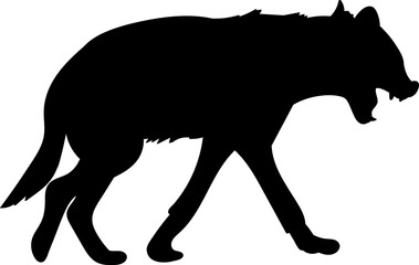 hyena growls silhouette on white background vector