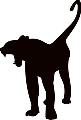tiger roaring silhouette on white background vector