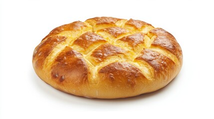 Freshly Baked Round Bread with Golden Crust and Soft Texture