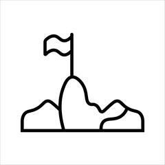 Success and achieving goals. lines and silhouettes of hills and flags on mountain peaks. concept of winning in Business competition and strategic planning for future business growth.