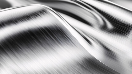 Smooth waves of shiny metal with iridescent light create a futuristic effect, as if it were living liquid steel.