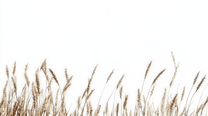 Fototapeta premium Golden Wheat Field Under Soft Sky with Light White Background