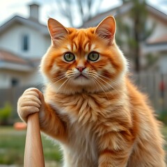Obraz premium A photo of a chubby white cat with a round face, 