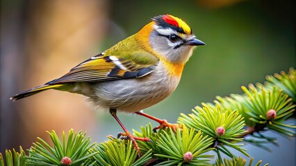 Obraz premium AI Macro Photo: Common Firecrest Bird