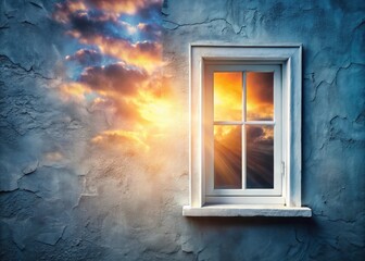 Ethereal window frame art: dreamy photography, surreal fantasy, magical abstract design.
