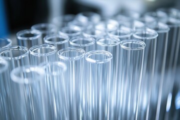 Close-up of laboratory test tubes in a scientific research setting