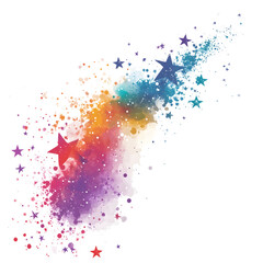 colorful paint splashes with stars