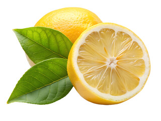 half a yellow lemon with isolated on transparent background png