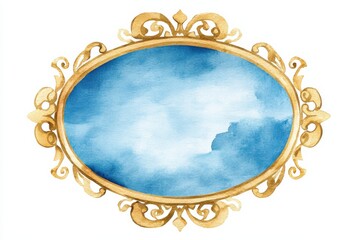 Enchanting watercolor magical mirror illustration art studio clipart creative space aesthetic view fantasy concept, isolated on white background