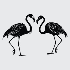 Naklejka premium A flamingo standing on one leg silhouette design art with illustration