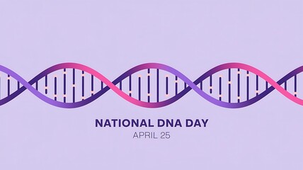 Modern Vector Illustration for National DNA Day Featuring Stylized DNA Double Helix in Purple and Pink