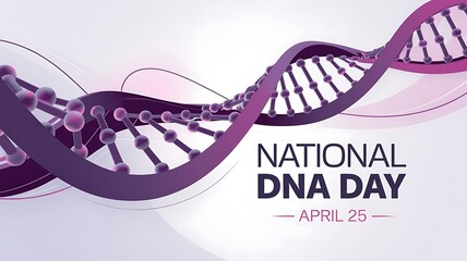Modern Vector Illustration for National DNA Day Featuring Stylized DNA Double Helix in Purple and Pink