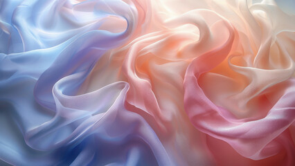 Obraz premium Close up of fabric with soft pastel colors, including blue, pink, and white, Soft and pastel tones intertwining