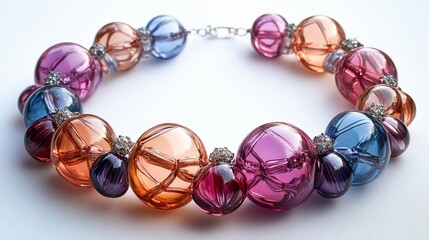 Colorful and Elegant Glass Necklace with Sparkling Details. Generative AI