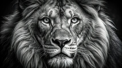 Black and White Lion Close-up Macro Photography AI Art