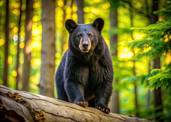 Obraz premium Black Bear in Quebec Forest - Architectural Photography