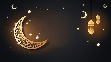 Naklejka premium Elegant Islamic Night Background with Lanterns