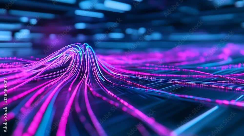 Poster abstract digital network data flow. futuristic technology background.