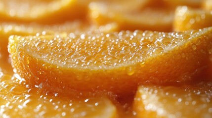Juicy Orange Slices with Water Droplets: A Macro Photography Delight