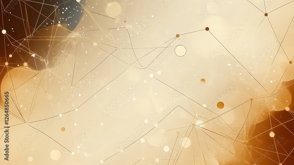 Poster abstract gold network with soft bokeh and geometric lines