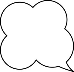blank white speech bubble in flat design, chatting box, message box icon. Balloon doodle style of thinking sign symbol. Speech bubble isolated on background.