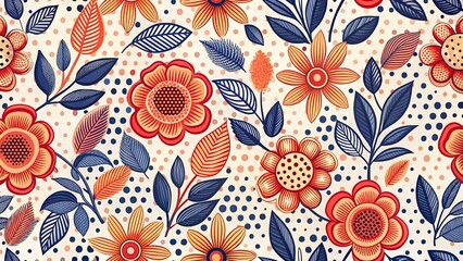Pop Art Comic Floral Pattern with Halftone Texture
