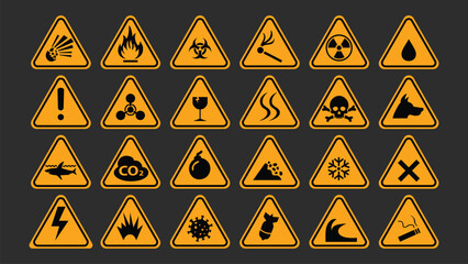 Danger Signs Collection &ndash; High-Quality Vector Hazard Symbols for Safety and Risk Indication	
