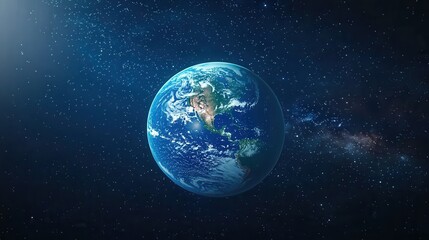 Fototapeta premium Earth seen from space surrounded by stars and colorful nebulas in the vast universe