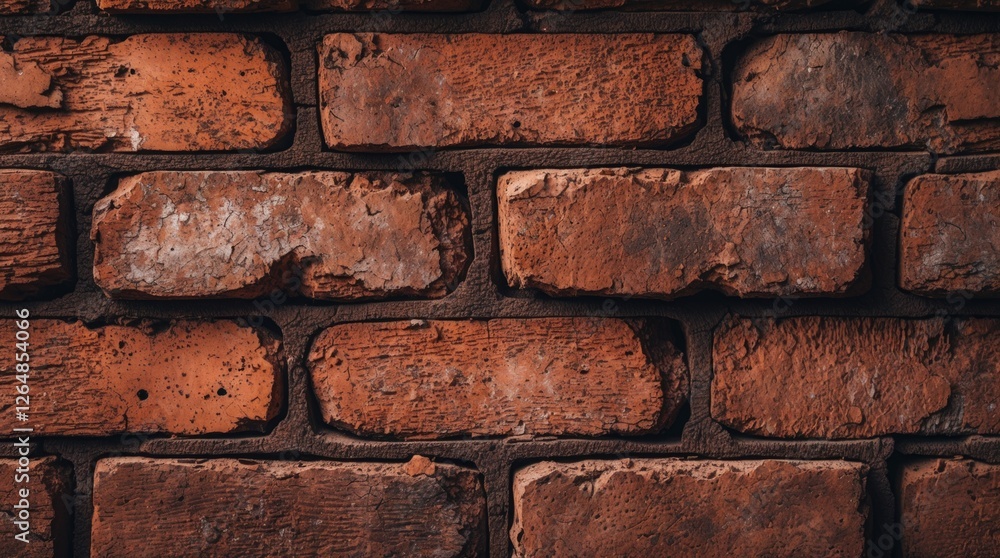 Poster old red brick wall texture background with rough surface and irregular pattern copy space