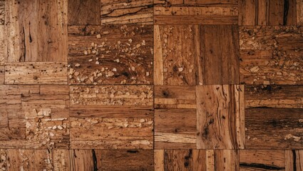 Wooden floor texture featuring various shades and patterns of natural wood grains with rough, rustic elements and copy space.