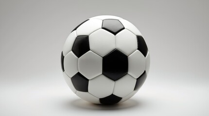 Black and white soccer ball on a plain background with ample copy space for text