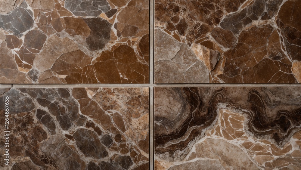 Poster brown marble tile texture collection with intricate patterns and natural variations suitable for int