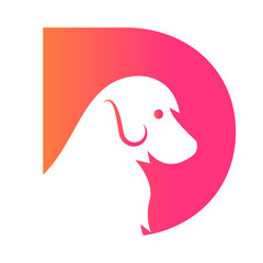 Initial Letter D Dog Logo Design Concept For Pet or Paw Symbol