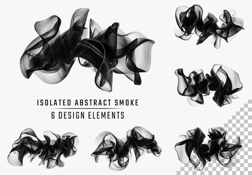 6 Abstract Smoke Waves Brushes On Transparent Background