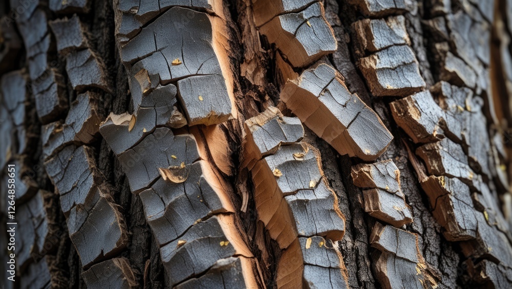 Poster close-up of textured tree bark showing intricate patterns and natural color variations suitable for 